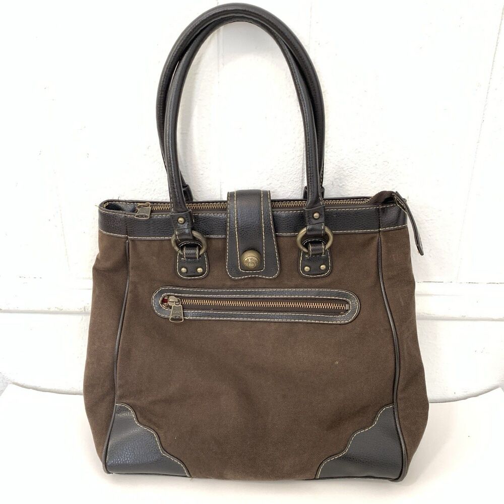 Vtg Gap Jeans Canvas Tote Bag Purse Shoulder Brown Y2K 2006 Preppy Chunky